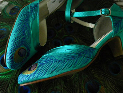 Flapper style wedding shoes in Tuquoise, Model "Ginger"