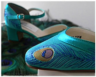 Flapper style wedding shoes in Tuquoise, Model "Ginger"