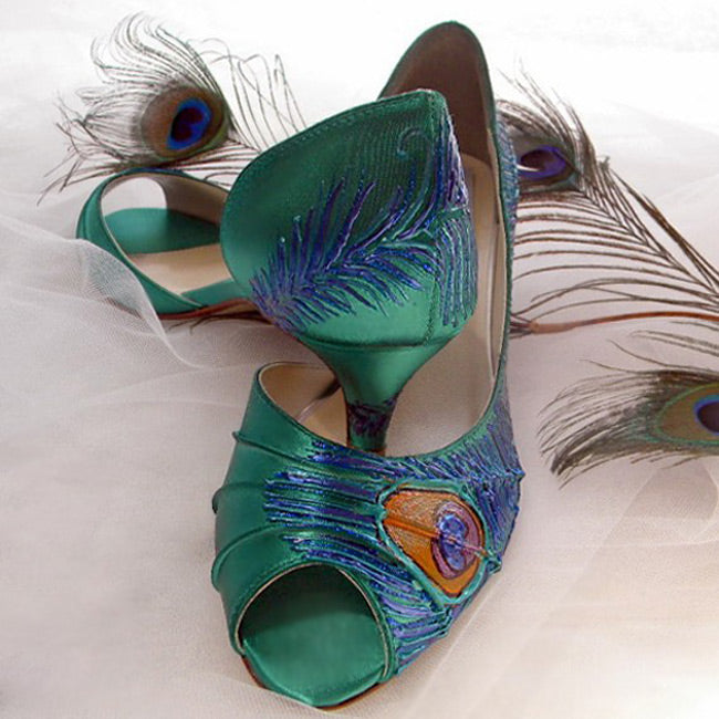 Vintage inspired wedding shoes in Emarald green, Model "Marcela" - SOLD OUT