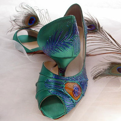Vintage inspired wedding shoes in Emarald green, Model "Marcela" - SOLD OUT