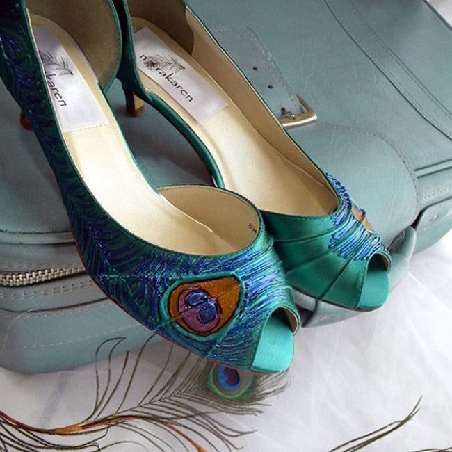 Vintage inspired wedding shoes in Emarald green, Model "Marcela" - SOLD OUT