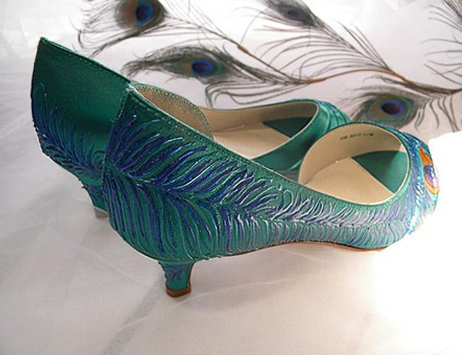 Vintage inspired wedding shoes in Emarald green, Model "Marcela" - SOLD OUT