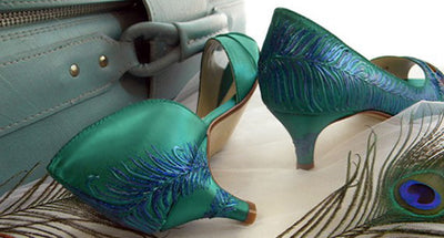 Vintage inspired wedding shoes in Emarald green, Model "Marcela" - SOLD OUT