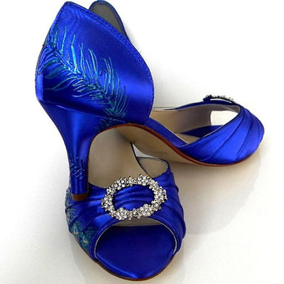 Vintage style bridal shoes in sapphire, Model "Milcah"