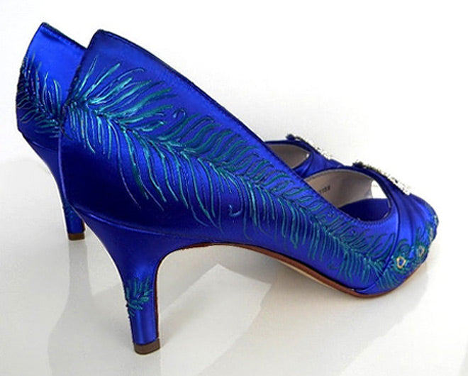 Vintage style bridal shoes in sapphire, Model "Milcah"