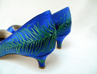 Flapper style wedding shoes in sapphire, model "Veronica"