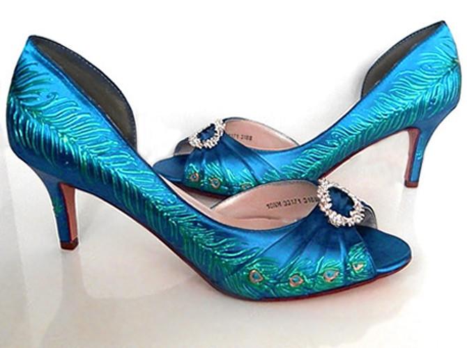1920's style inspired peacock bridal shoes, Model "Rebekah"
