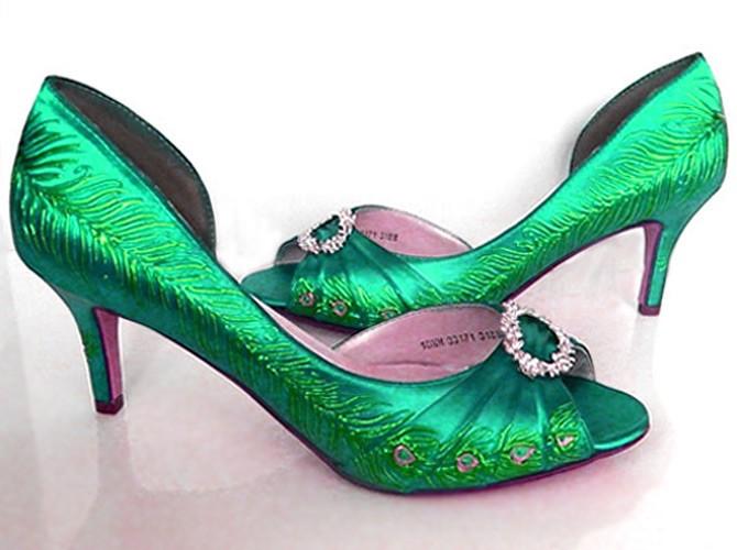 1920's style inspired peacock bridal shoes, Model "Rebekah"