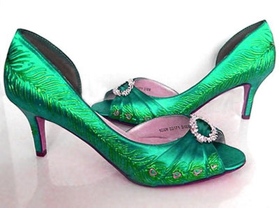 1920's style inspired peacock bridal shoes, Model "Rebekah"