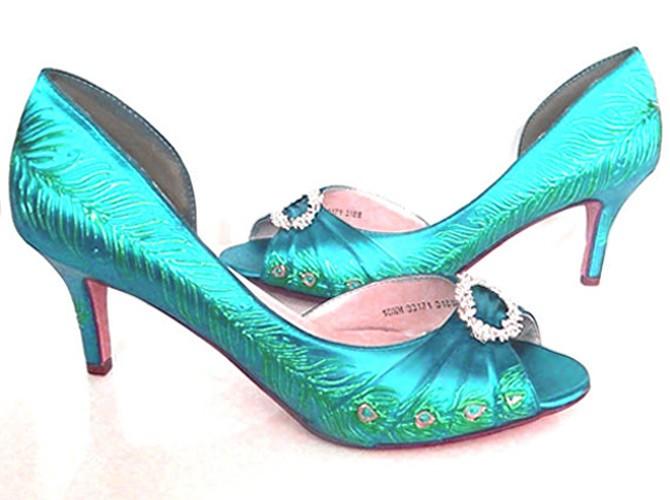 1920's style inspired peacock bridal shoes, Model "Rebekah"
