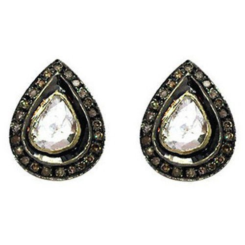 Victorian Rose Cut Diamond & Polki Earrings - WSE14004 - SOLD OUT