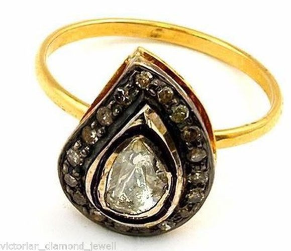 Victorian Antique Cut/Rose Cut Diamond Ring by Surat Karat
