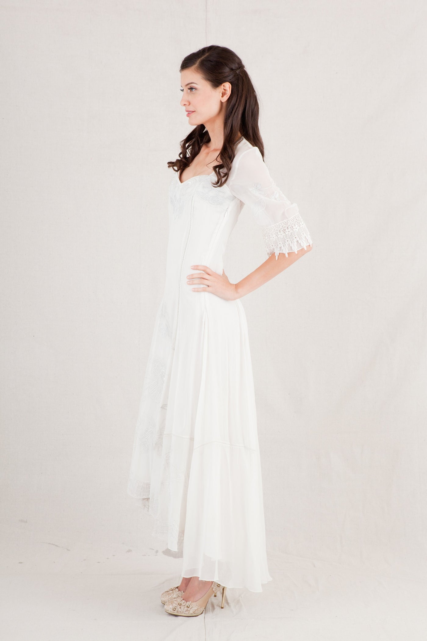 Asymmetrical Vintage Bridal Gown by Nataya 40189