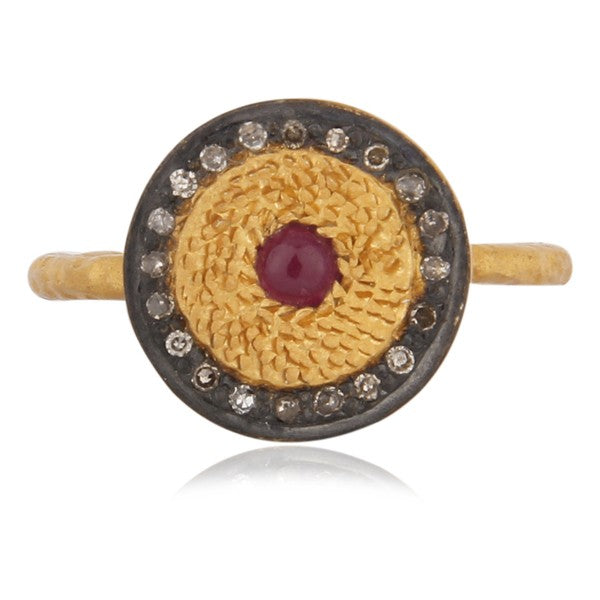 Ruby Sunburst Diamond Vintage Ring
