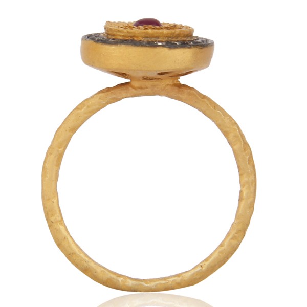 Ruby Sunburst Diamond Vintage Ring