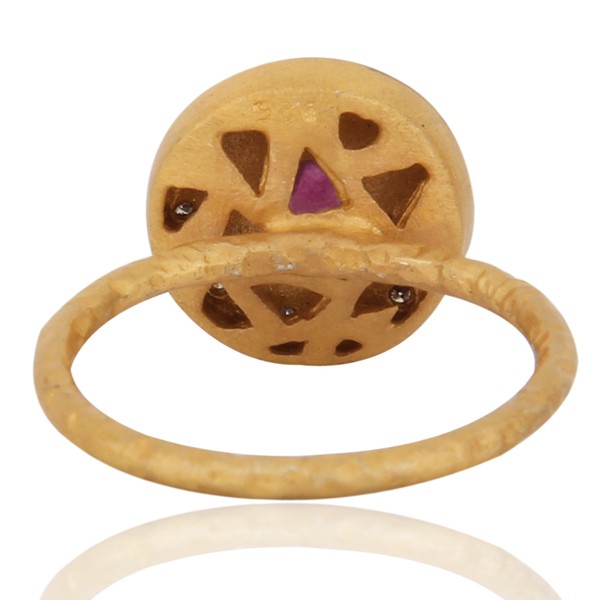 Ruby Sunburst Diamond Vintage Ring