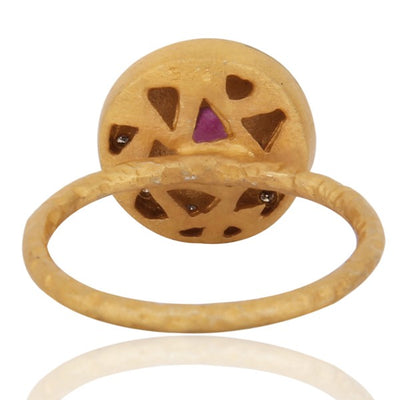 Ruby Sunburst Diamond Vintage Ring