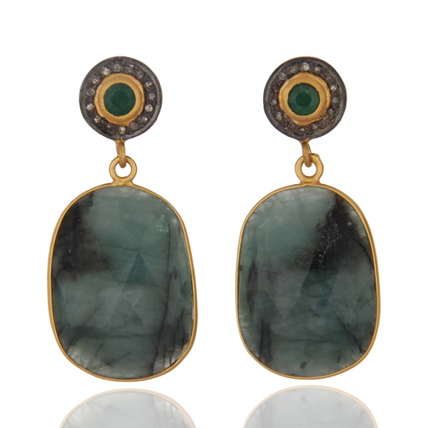 Mystical Stone Vintage Gold Earrings