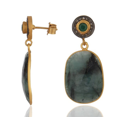 Mystical Stone Vintage Gold Earrings