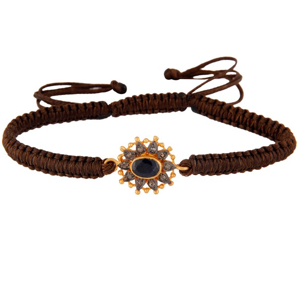 Chocolate Sapphire Vintage Silver Bracelet