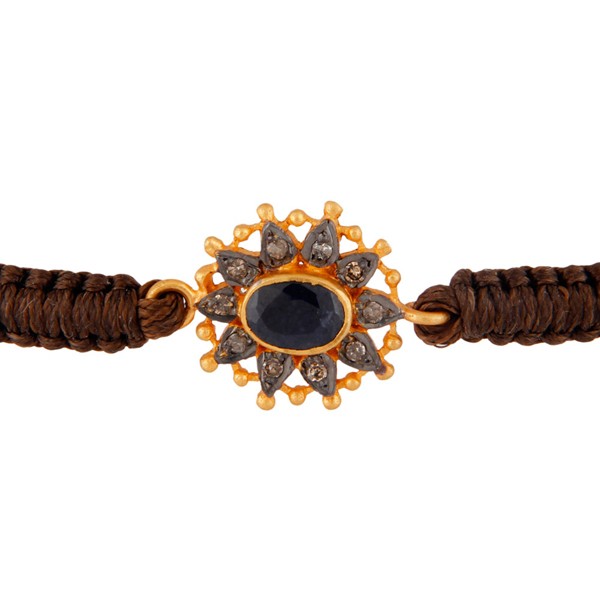 Chocolate Sapphire Vintage Silver Bracelet