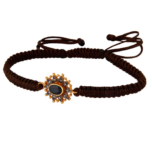 Chocolate Sapphire Vintage Silver Bracelet