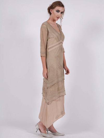Vintage Titanic Dress in Sage/Peach