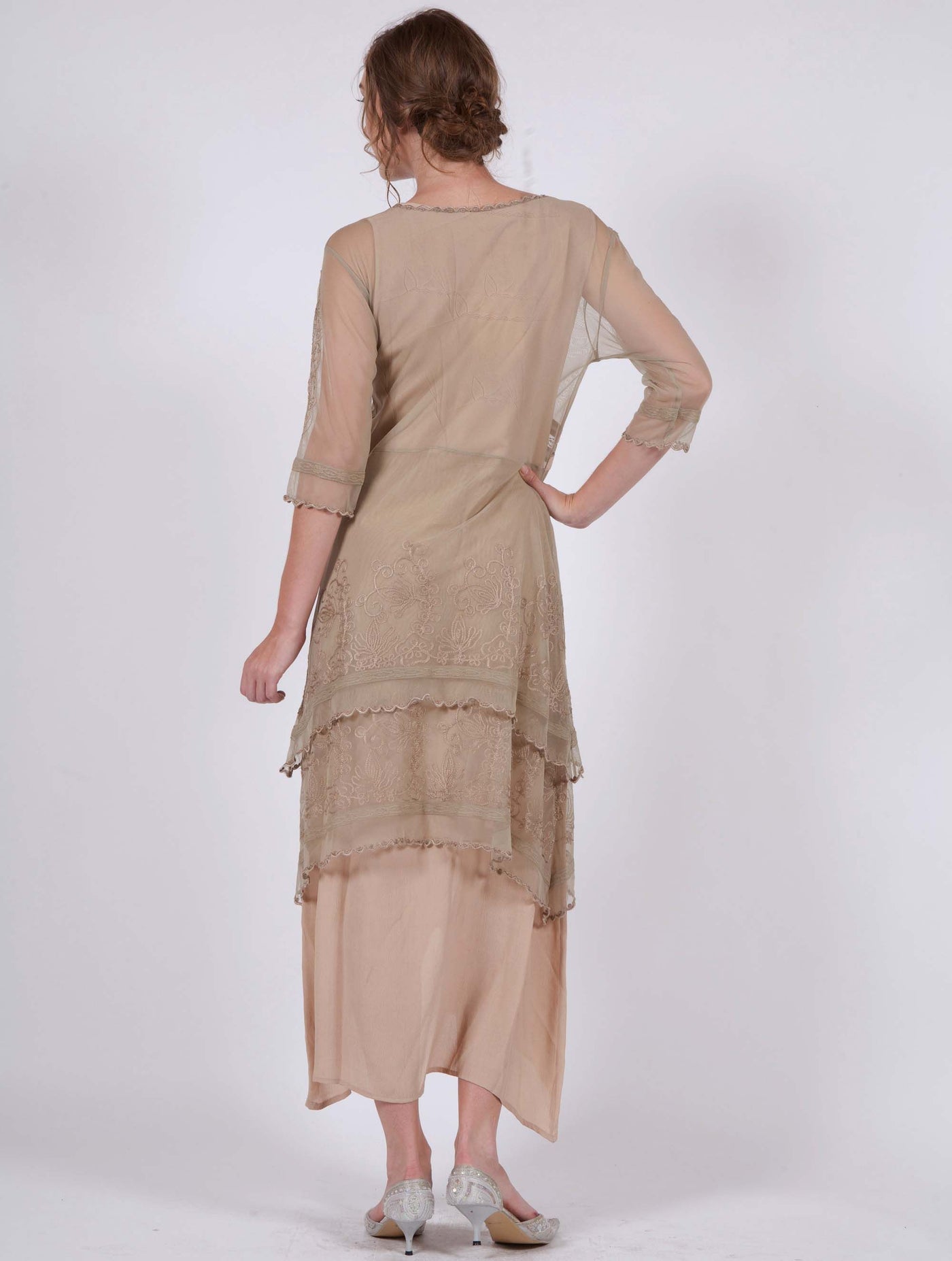 Vintage Titanic Dress in Sage/Peach