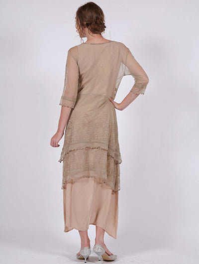 Vintage Titanic Dress in Sage/Peach