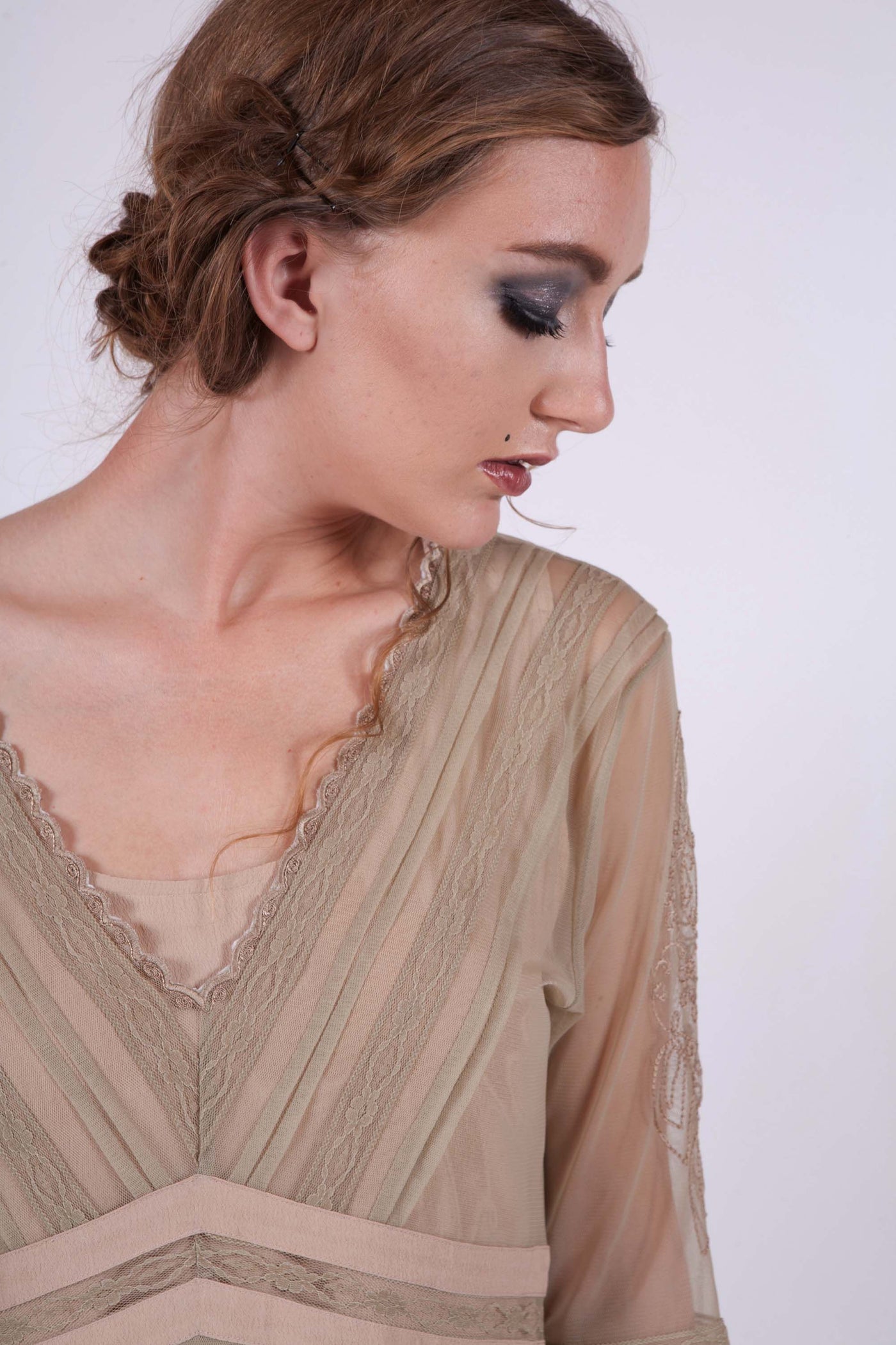 Vintage Titanic Dress in Sage/Peach