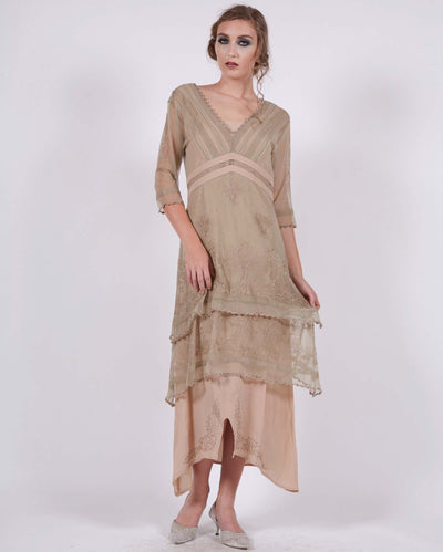 Vintage Titanic Dress in Sage/Peach