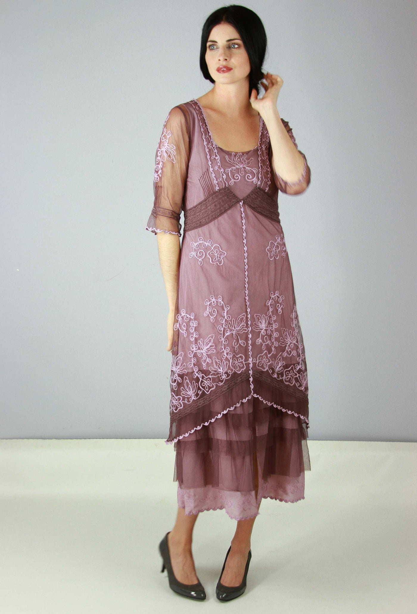 Titanic Tea Length Dress in Mauve