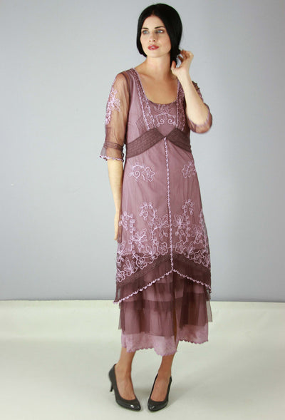 Titanic Tea Length Dress in Mauve