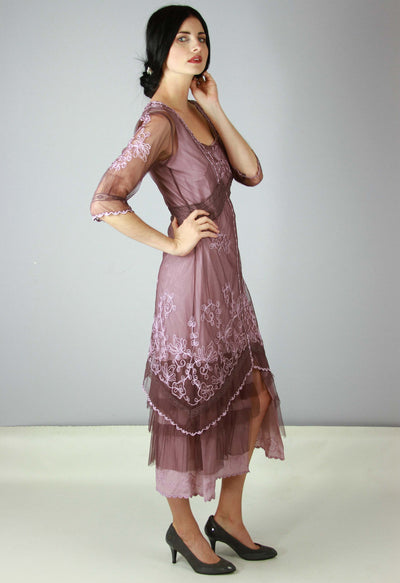 Titanic Tea Length Dress in Mauve