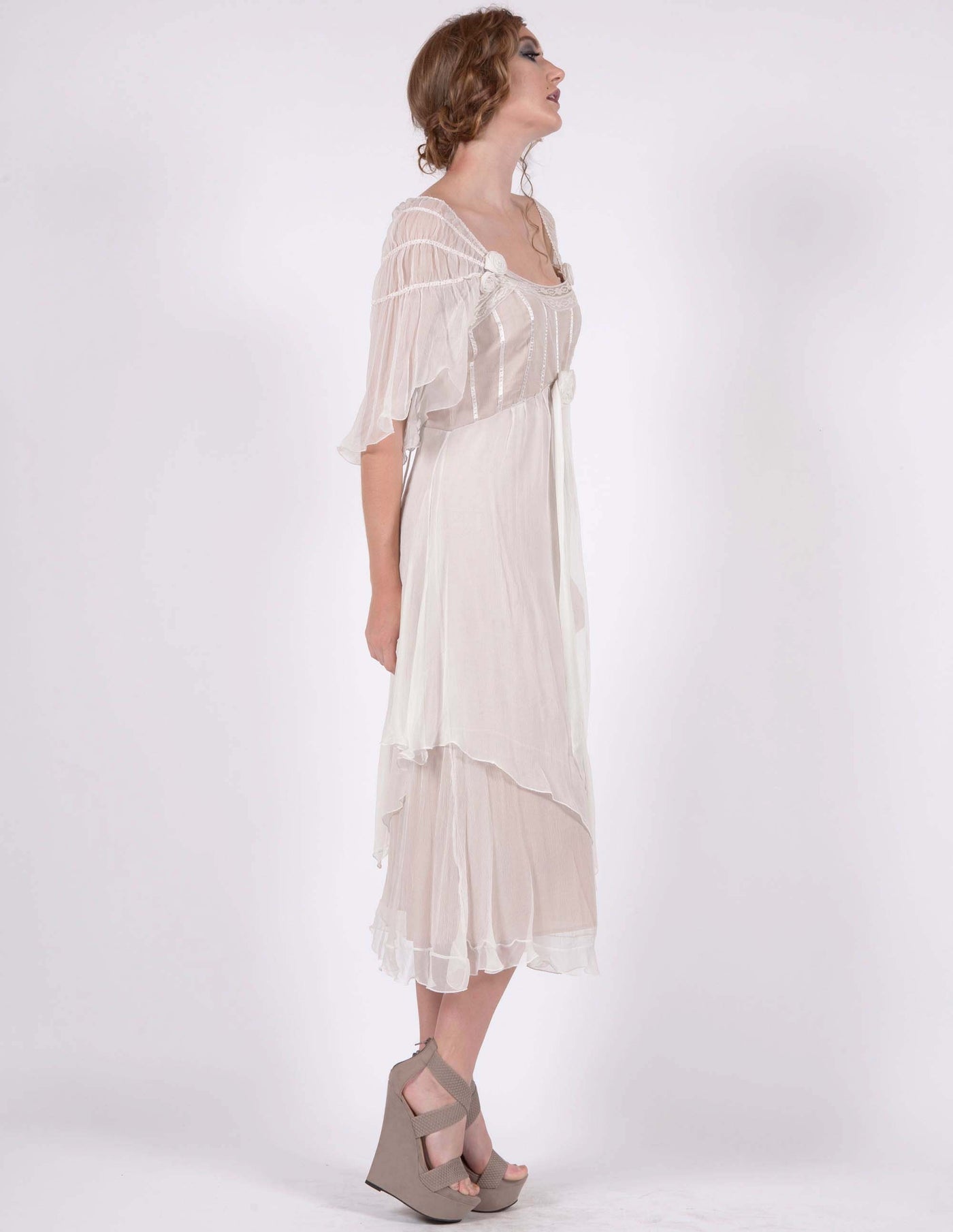 Othelia Off-Shoulder Summer Party Dress in Ivory-Tea by Nataya - SOLD OUT