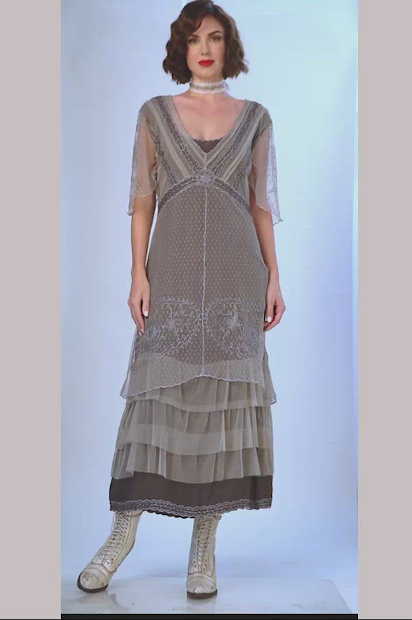 Sylvia 1920s Titanic Style Dress in Slate