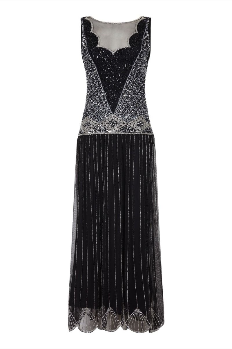 Vintage Inspired Drop Waist Maxi Dress in Black – WardrobeShop