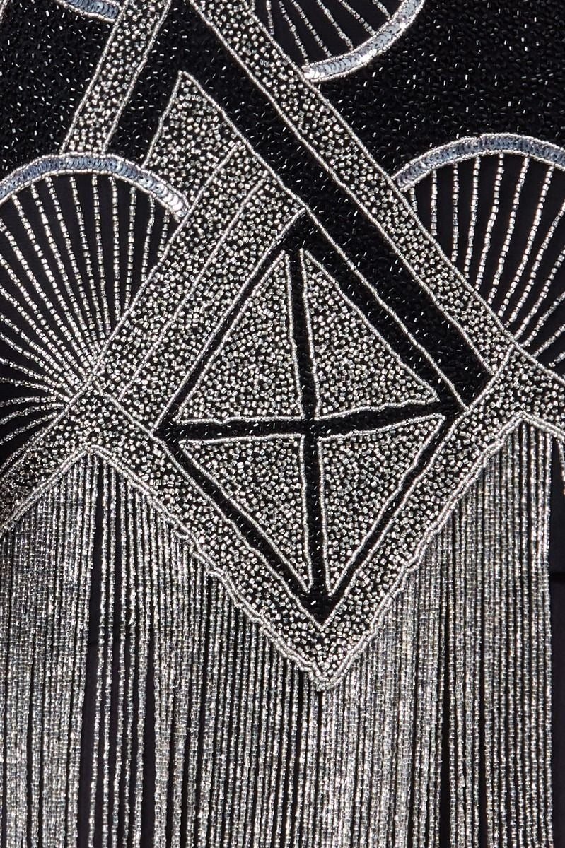 Jade Art Deco Fringe Dress in Black Silver – WardrobeShop