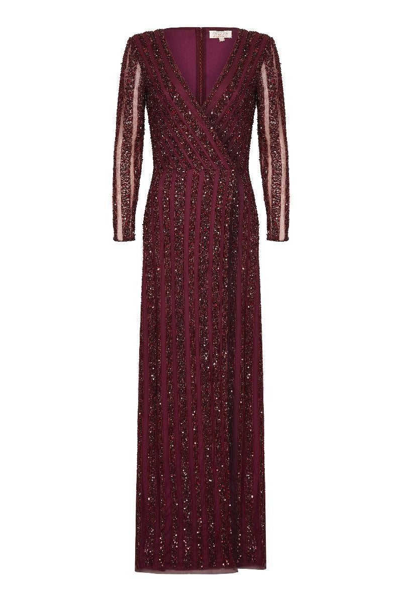 Rosie Gatsby Style Maxi Dress in Burgundy