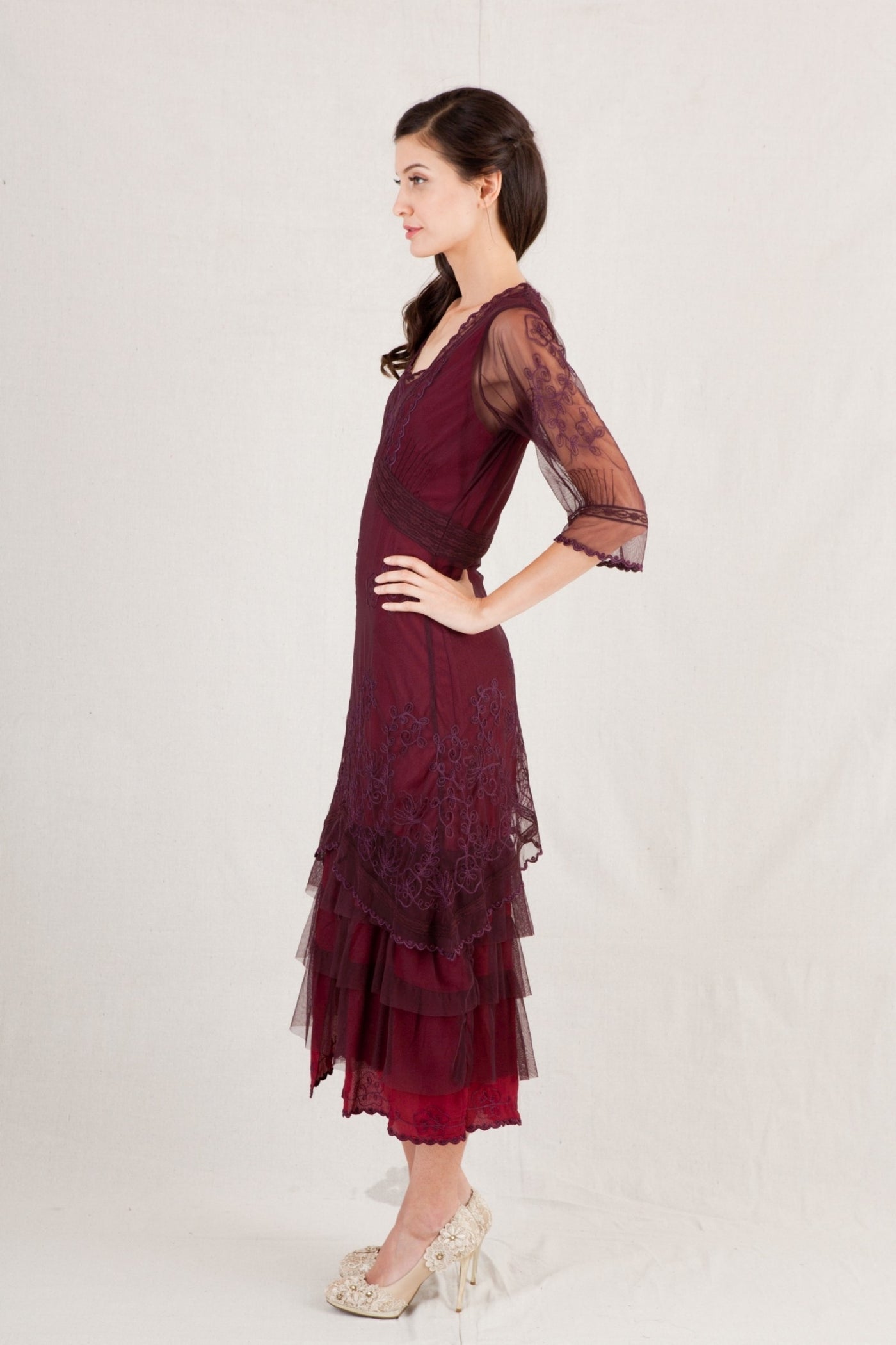 Nataya Titanic Tea Dress AL-2101 in Plum