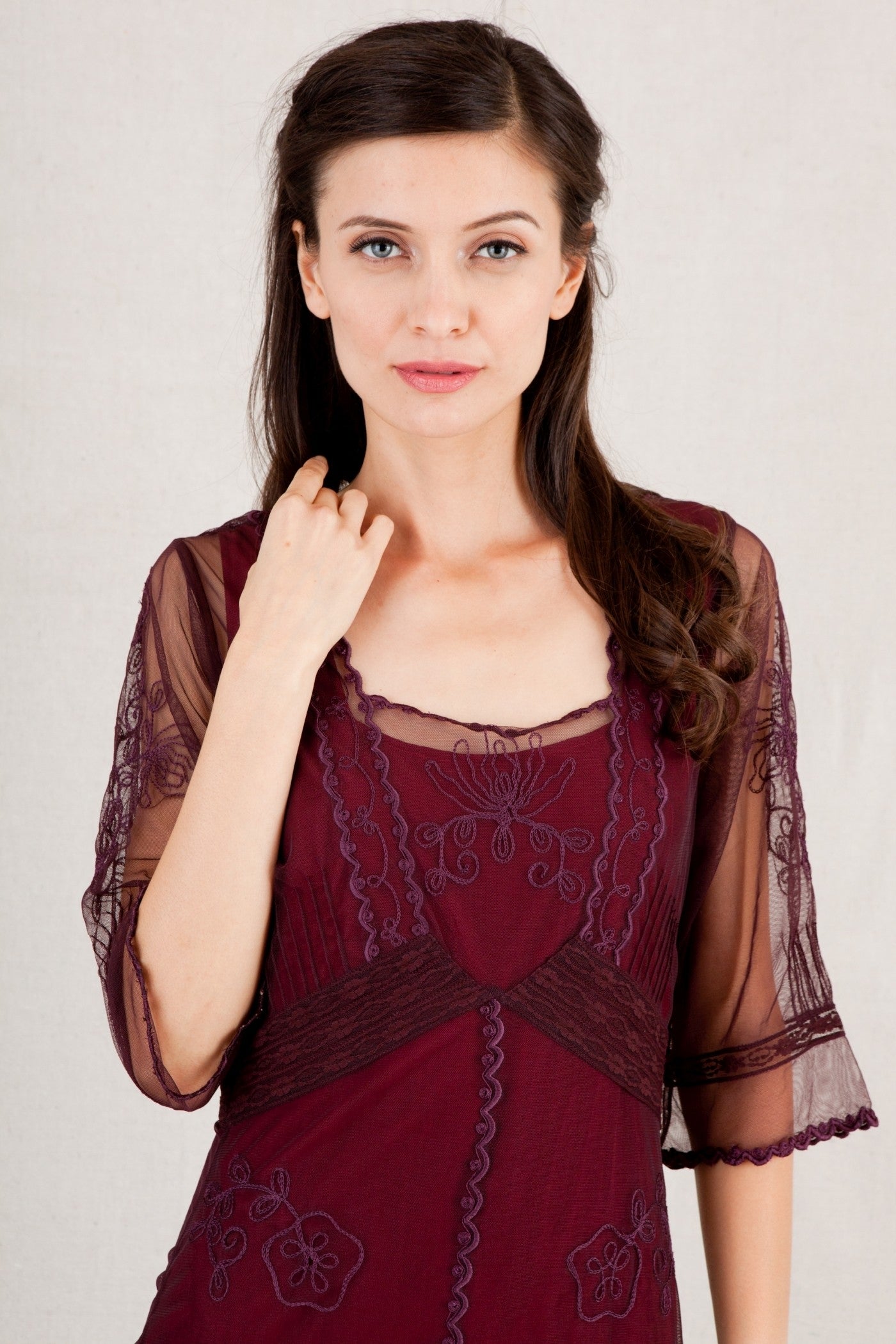 Nataya Titanic Tea Dress AL-2101 in Plum
