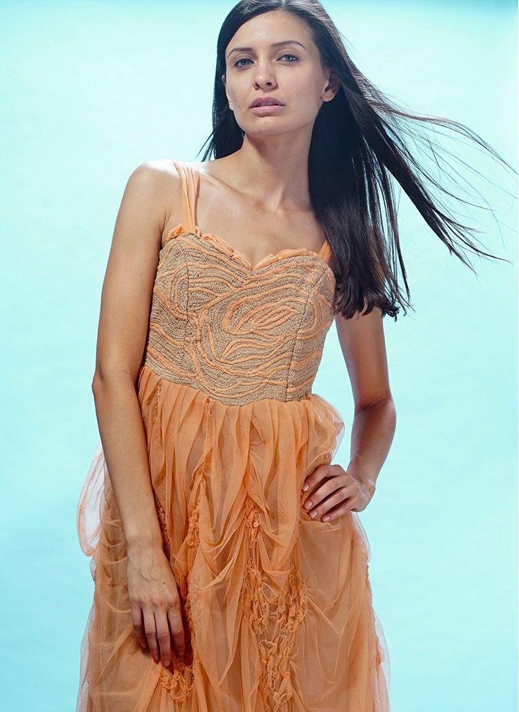 Rose Water Party Dress in Coral by Nataya