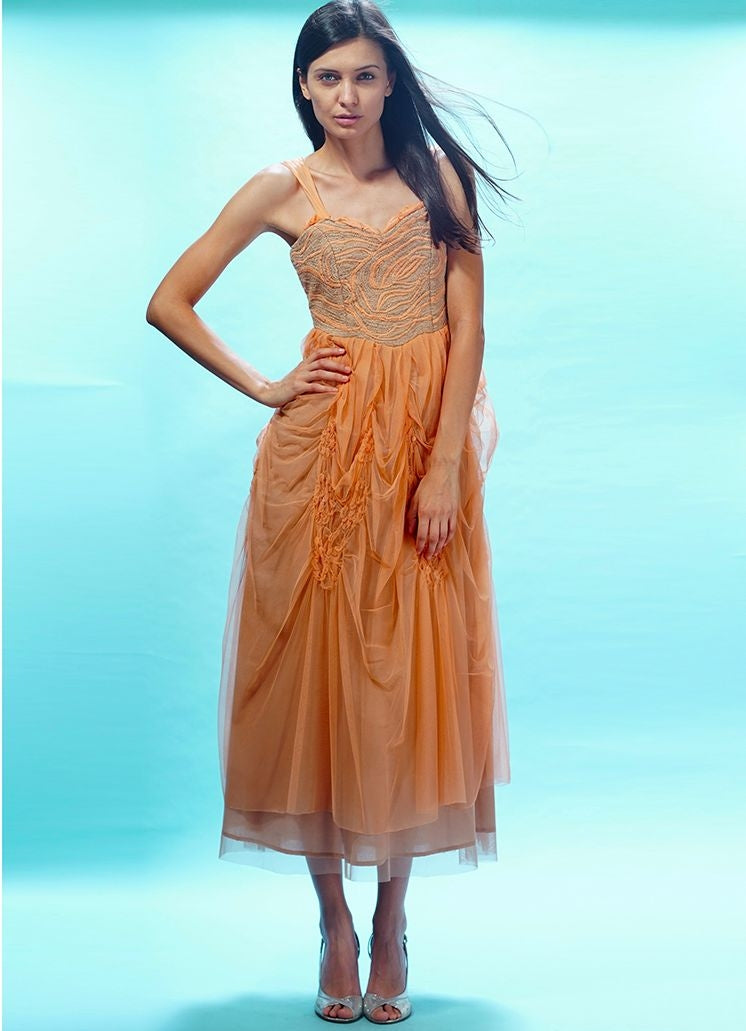 Rose Water Party Dress in Coral by Nataya