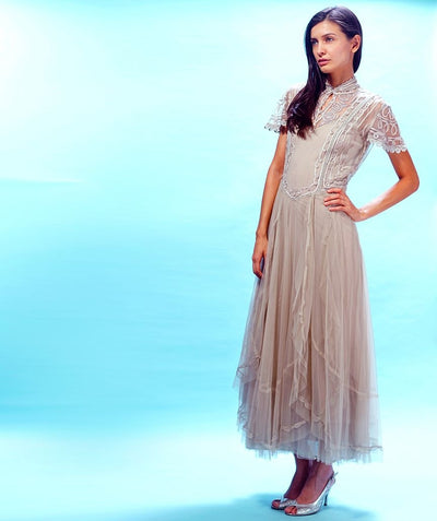 Edwardian Victoria Wedding Dress in Pearl by Nataya