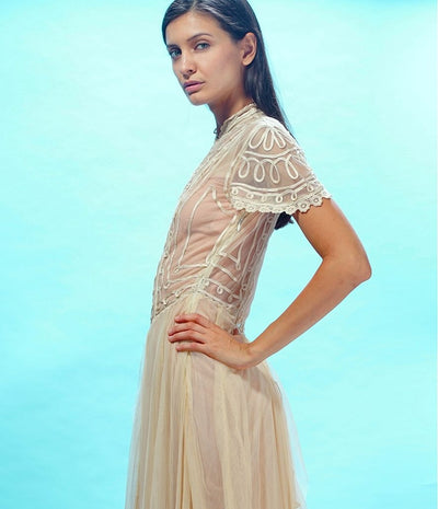 Edwardian Victoria Wedding Dress in Butter by Nataya