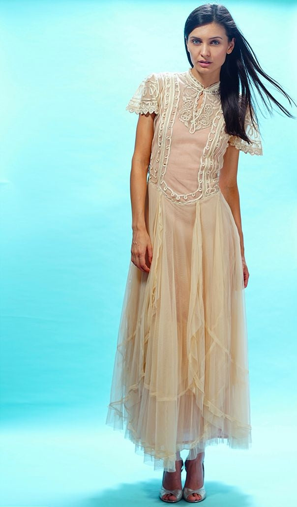 Edwardian Victoria Wedding Dress in Butter by Nataya