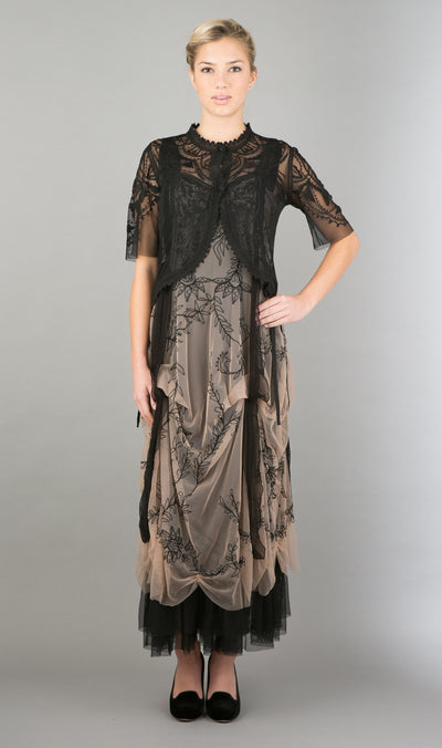 Romantic Pompadour Party Gown in Blush-Black by Nataya - SOLD OUT
