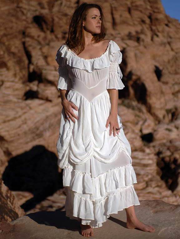 Cowgirl Ruffled Western Wedding Dress by Marrika Nakk