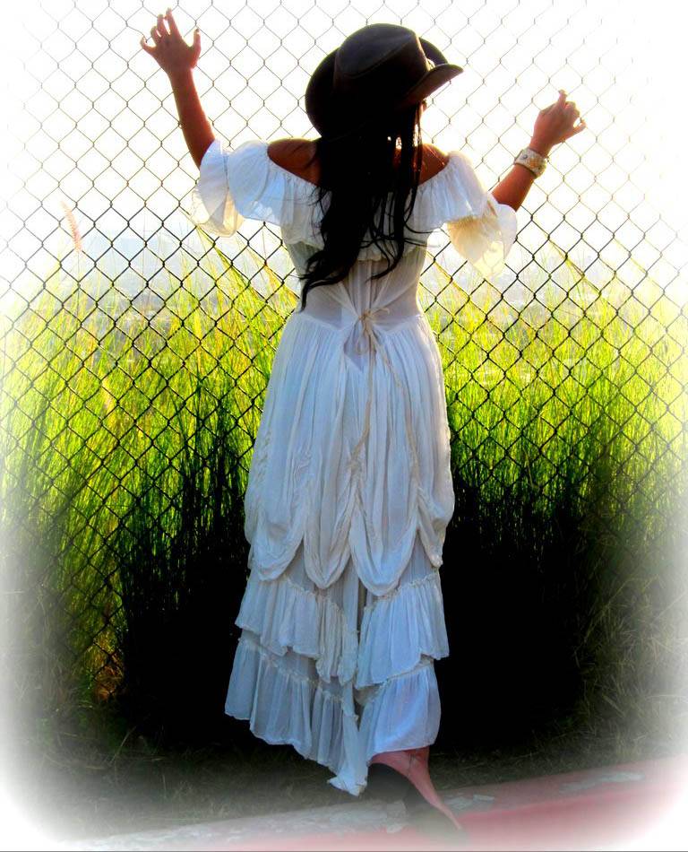 Cowgirl Ruffled Western Wedding Dress by Marrika Nakk