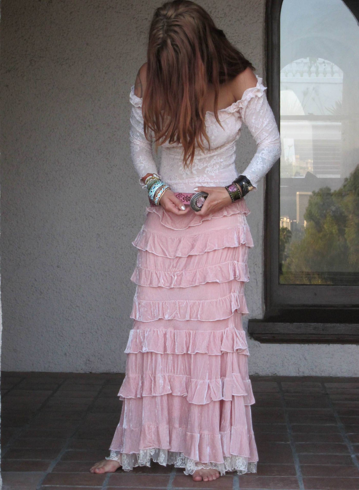 Velvet Princess Skirt in Pink by Marrika Nakk